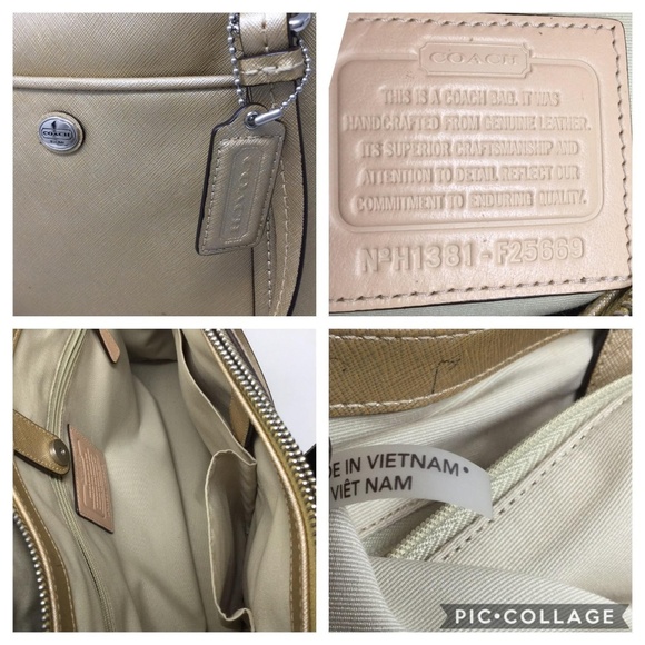 Coach Gold Jordan Handbag Saffiano Leather - Picture 6 of 8